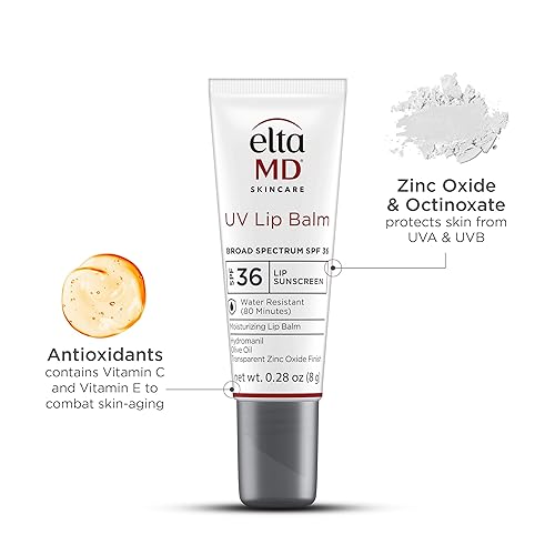 ELTAMD UV LIP BALM SUNSCREEN MOISTURIZING AND PROTECTING DRY CRACKED LIPS WATER RESISTANT UP TO 80 MINUTES TRANSPARENT ZINC OXIDE LIP SUNSCREEN