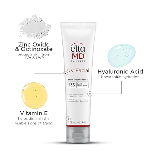 ELTAMD UV FACIAL SPF 30+ SUNSCREEN HYALURONIC ACID MOISTURIZER FACE LOTION MINERAL-BASED ZINC OXIDE 3.0 OZ TUBE