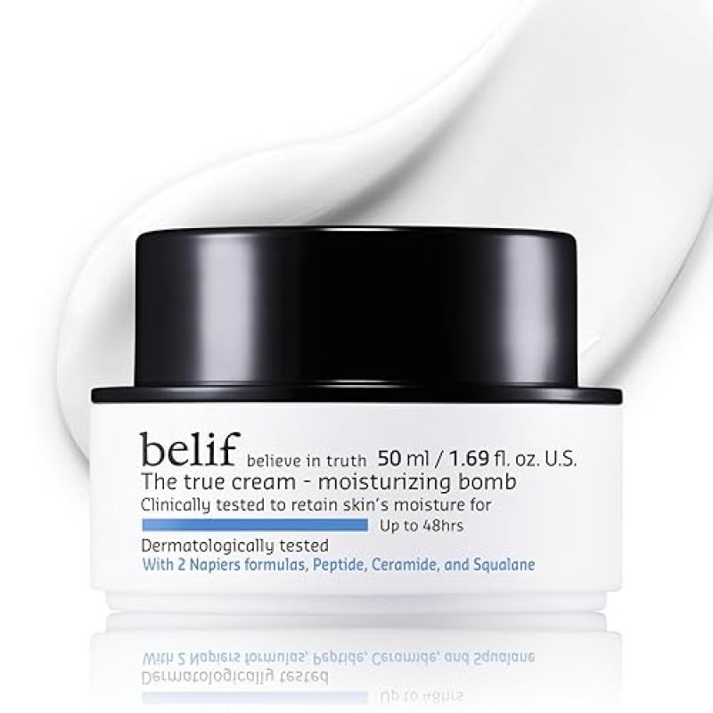 BELIF MOISTURIZING BOMB: CERAMIDE PEPTIDE CREAM FOR 48HR HYDRATION & ANTI-AGING, LIGHTWEIGHT KOREAN SKINCARE"