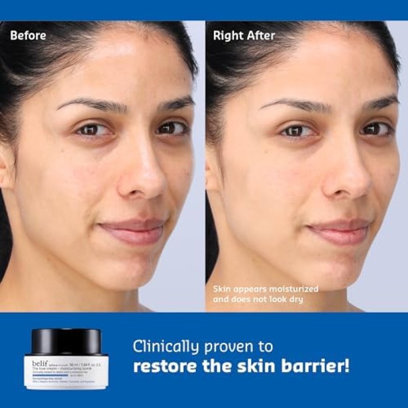 BELIF MOISTURIZING BOMB: CERAMIDE PEPTIDE CREAM FOR 48HR HYDRATION & ANTI-AGING, LIGHTWEIGHT KOREAN SKINCARE"