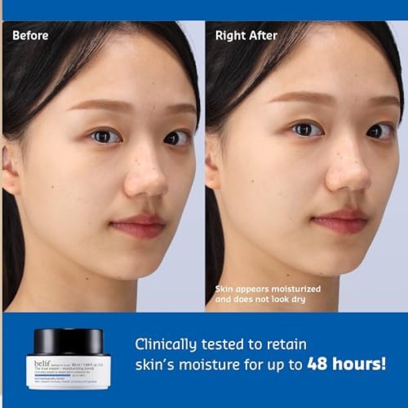 BELIF MOISTURIZING BOMB: CERAMIDE PEPTIDE CREAM FOR 48HR HYDRATION & ANTI-AGING, LIGHTWEIGHT KOREAN SKINCARE"
