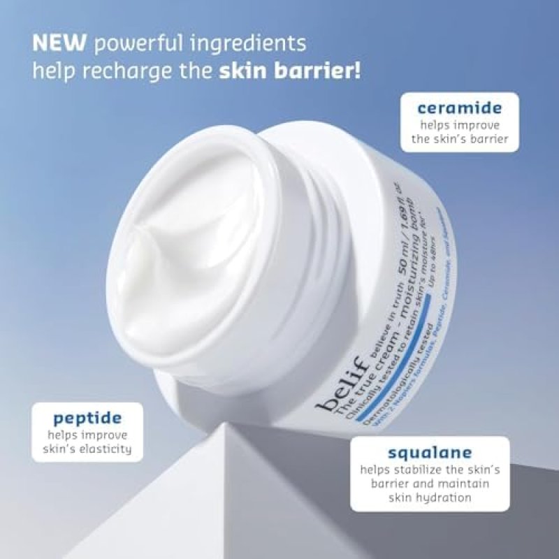BELIF MOISTURIZING BOMB: CERAMIDE PEPTIDE CREAM FOR 48HR HYDRATION & ANTI-AGING, LIGHTWEIGHT KOREAN SKINCARE"