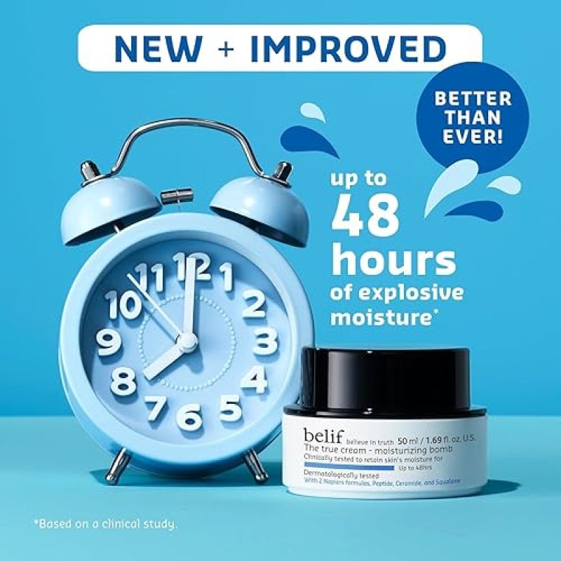 BELIF MOISTURIZING BOMB: CERAMIDE PEPTIDE CREAM FOR 48HR HYDRATION & ANTI-AGING, LIGHTWEIGHT KOREAN SKINCARE"