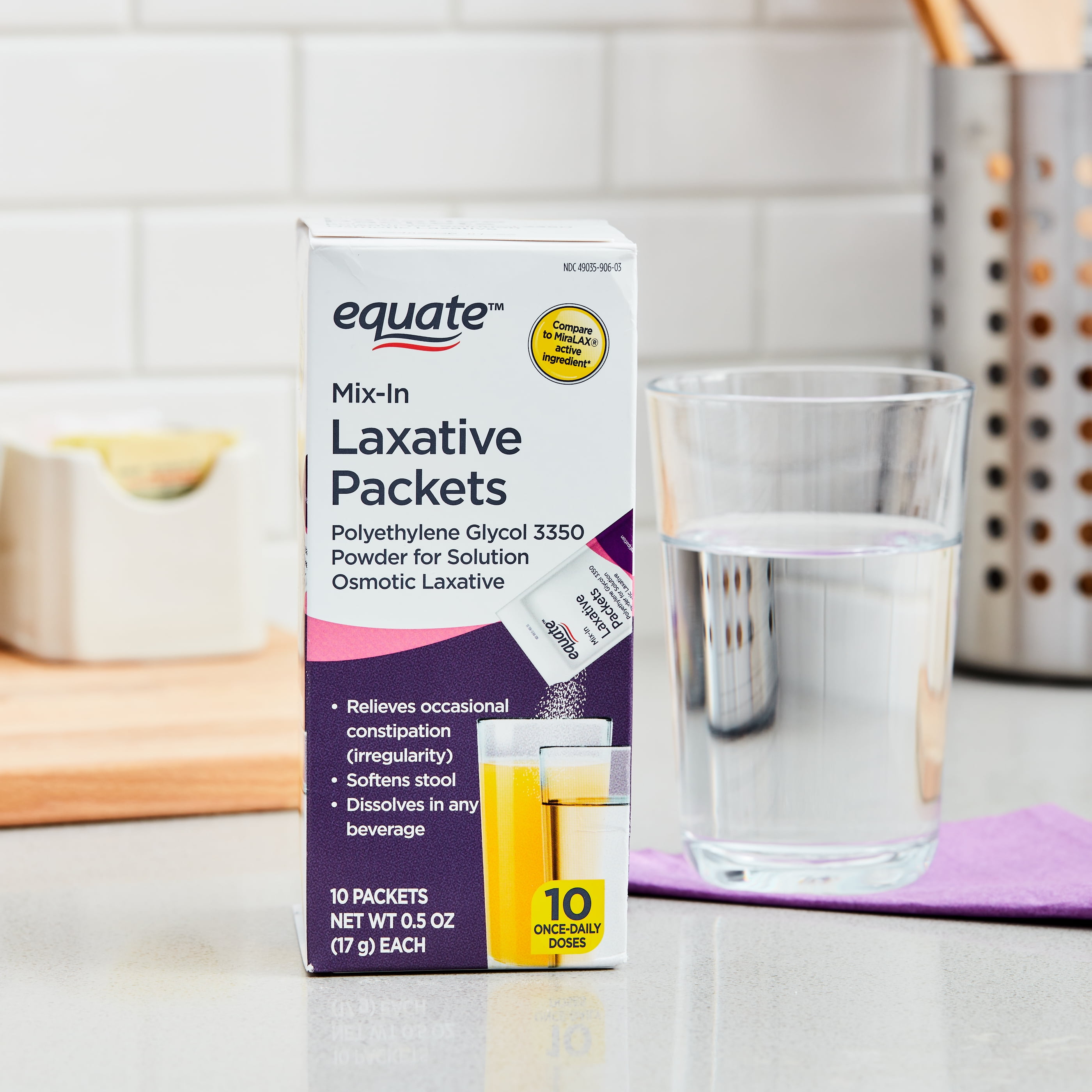EQUATE POLYETHYLENE GLYCOL 3350 MIX-IN LAXATIVE PACKETS, 10 COUNT
