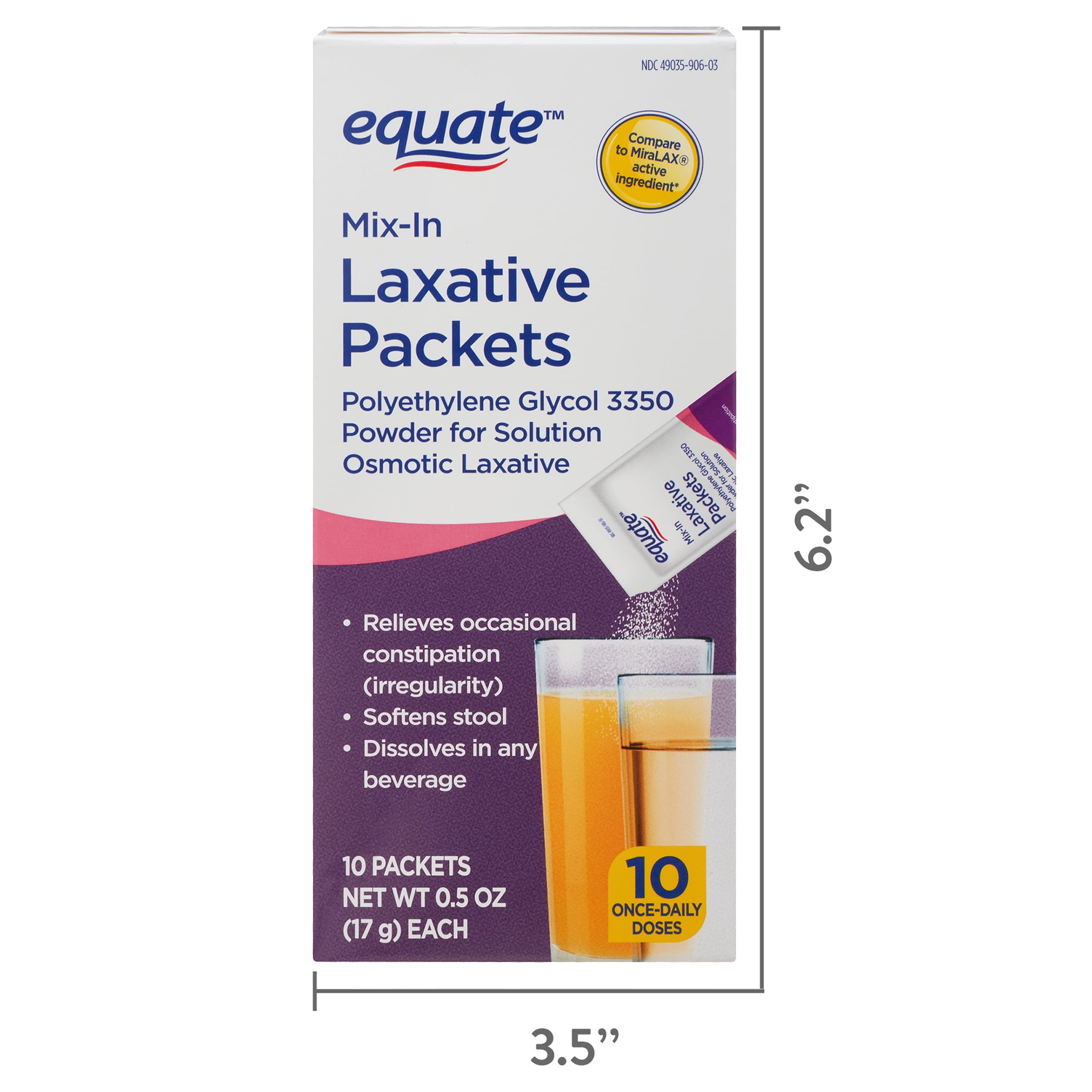EQUATE POLYETHYLENE GLYCOL 3350 MIX-IN LAXATIVE PACKETS, 10 COUNT