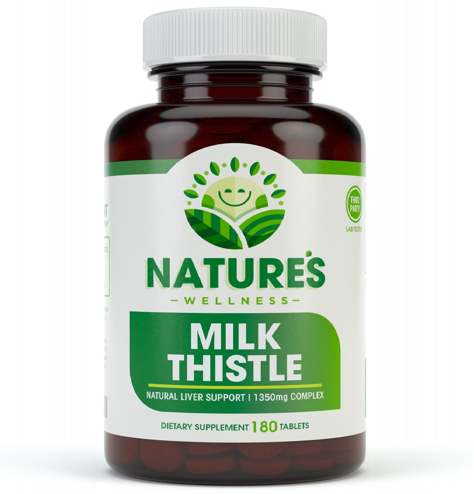 NATURE'S WELLNESS MILK THISTLE 1350MG - 180 COUNT - STANDARDIZED LIVER SUPPORT SUPPLEMENT
