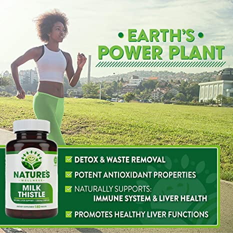 NATURE'S WELLNESS MILK THISTLE 1350MG - 180 COUNT - STANDARDIZED LIVER SUPPORT SUPPLEMENT