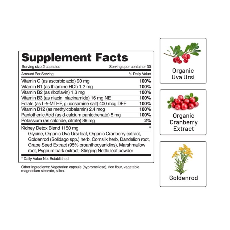 SNAP SUPPLEMENTS KIDNEY CLEANSE & DETOX SUPPLEMENT - UVA URSI FORMULA, 60 CAPSULES