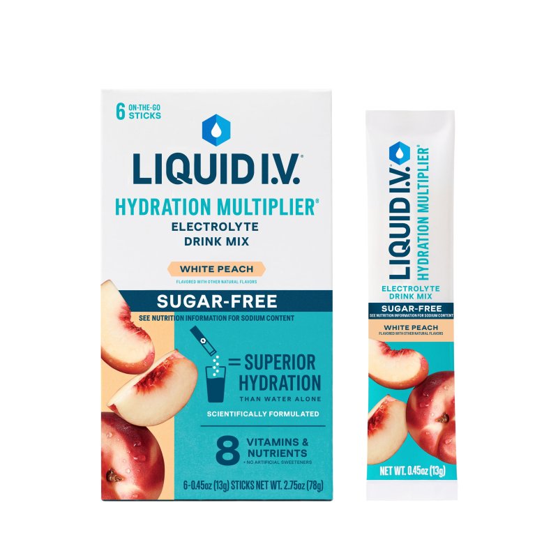 LIQUID I.V. WHITE PEACH SUGAR-FREE HYDRATION MULTIPLIER POWDER, 6 PACKETS