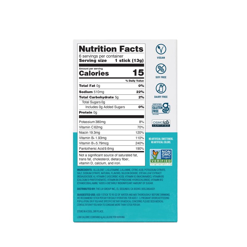 LIQUID I.V. WHITE PEACH SUGAR-FREE HYDRATION MULTIPLIER POWDER, 6 PACKETS