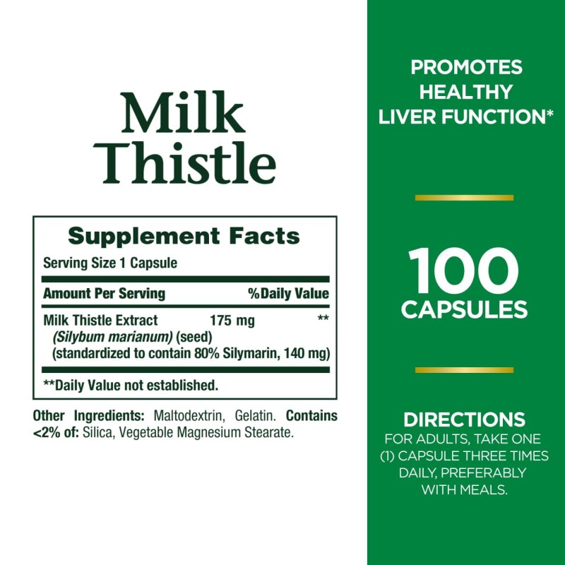 NATURE'S BOUNTY MILK THISTLE CAPSULES 175 MG, 100 COUNT