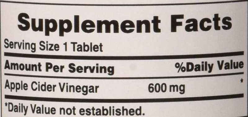 PURITANS PRIDE APPLE CIDER VINEGAR 600 MG TABLETS - 200 COUNT