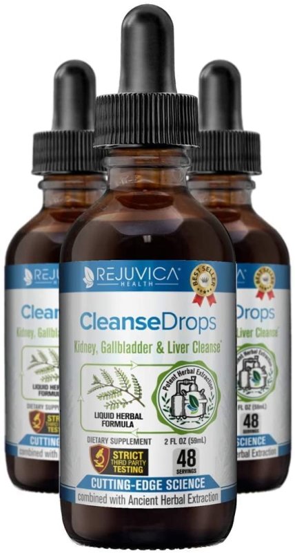 REJUVICA HEALTH KIDNEY AND GALLBLADDER SUPPORT LIQUID FORMULA | CLEANSE DROPS | 3-PACK VALUE