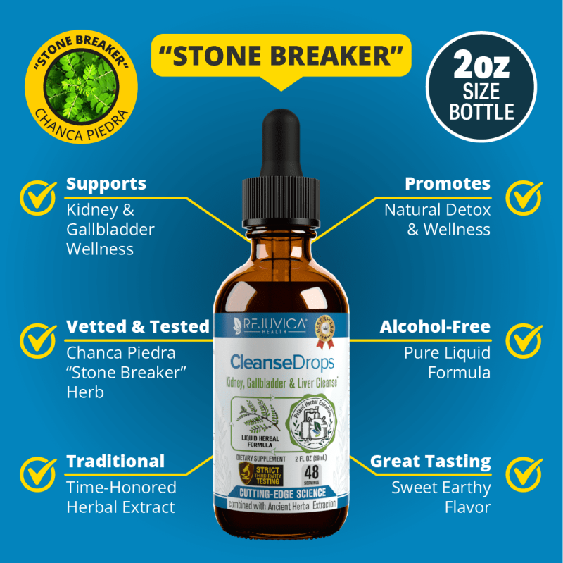 REJUVICA HEALTH KIDNEY AND GALLBLADDER SUPPORT LIQUID FORMULA | CLEANSE DROPS | 3-PACK VALUE