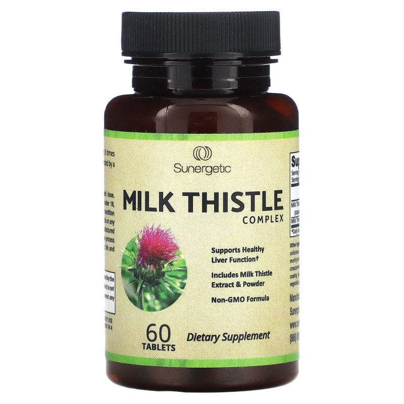 SUNERGETIC PREMIUM MILK THISTLE COMPLEX FOR HEALTHY LIVER FUNCTION - 60 TABLETS - 80% SILYMARIN