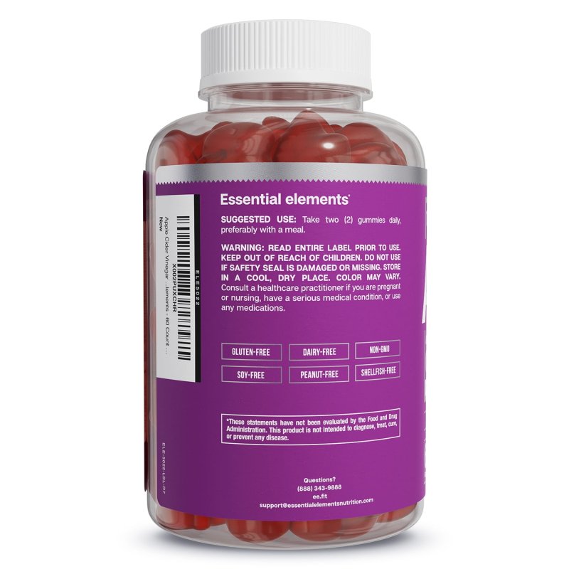 ESSENTIAL ELEMENTS-APPLE CIDER VINEGAR GUMMIES SUPPLEMENT, 60 COUNT - ESSENTIAL ELEMENTS