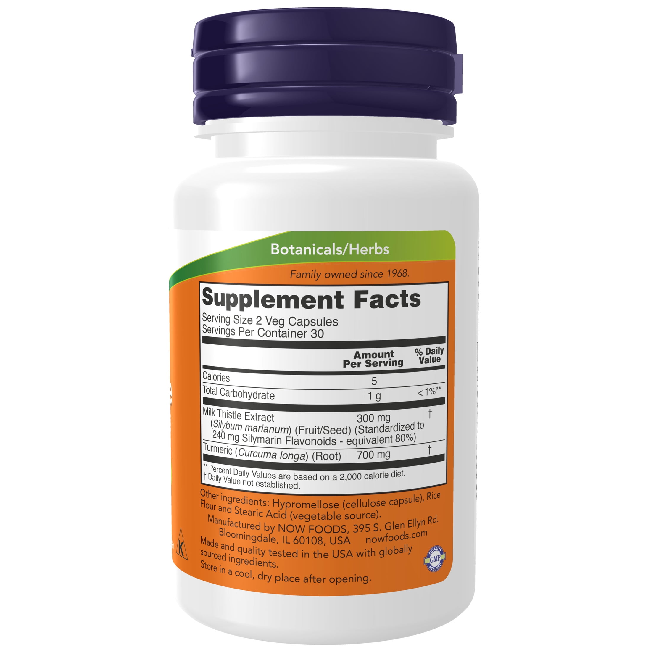 NOW-ORGANIC SILYMARIN MILK THISTLE EXTRACT 150MG & TURMERIC CAPSULES - 60 COUNT