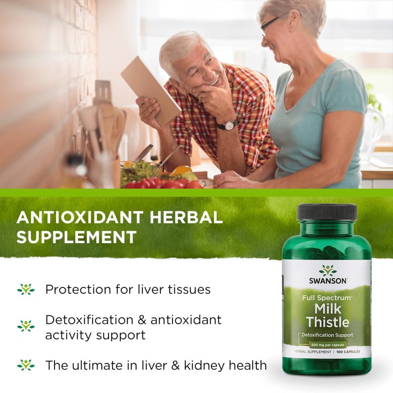 SWANSON PREMIUM ORGANIC MILK THISTLE CAPSULES FOR LIVER HEALTH, 500MG, 100CT