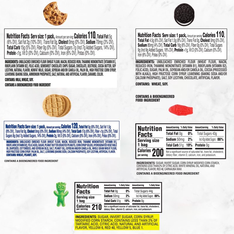 OREO ASSORTED PACK OF OREO, CHIPS AHOY! NUT BUTTER, SOUR PATCH KIDS, AND SWEDISH FISH SNACKS, 40 PACKS