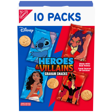 DISNEY HEROES & VILLAINS GRAHAM SNACKS VARIETY PACK - 10 KIDS SNACK PACKS