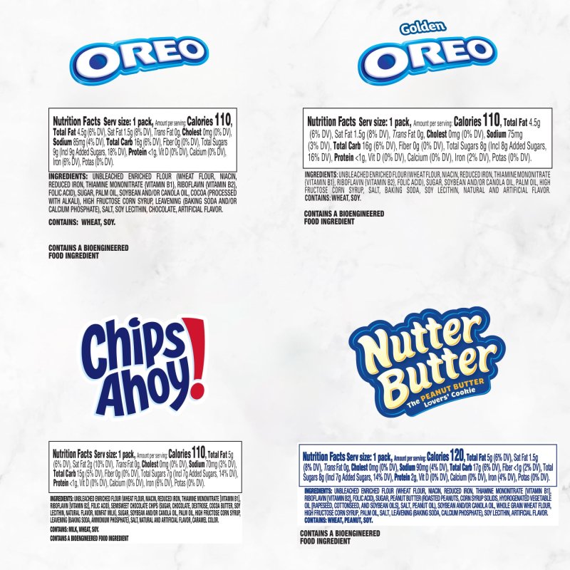 OREO ASSORTED COOKIE SNACK PACKS: OREO ORIGINAL, OREO GOLDEN, CHIPS AHOY! & BUTTER PECAN COOKIES, 56-COUNT