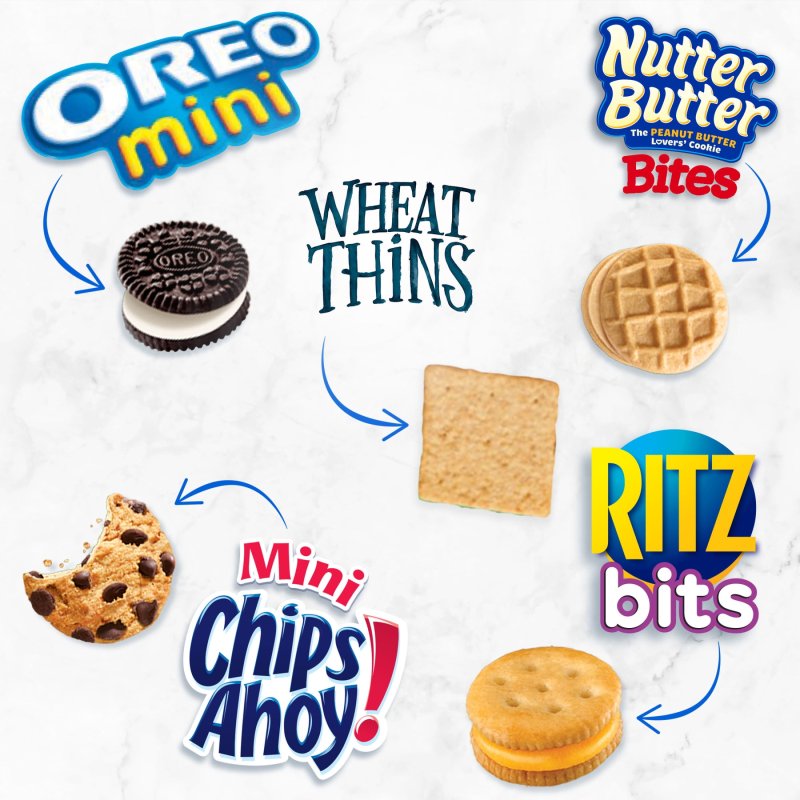 OREO ASSORTED COOKIE & CRACKER VARIETY PACK WITH OREO, CHIPS AHOY!, NUTTER BUTTER, RITZ & WHEAT THINS, 50 SNACK PACKS