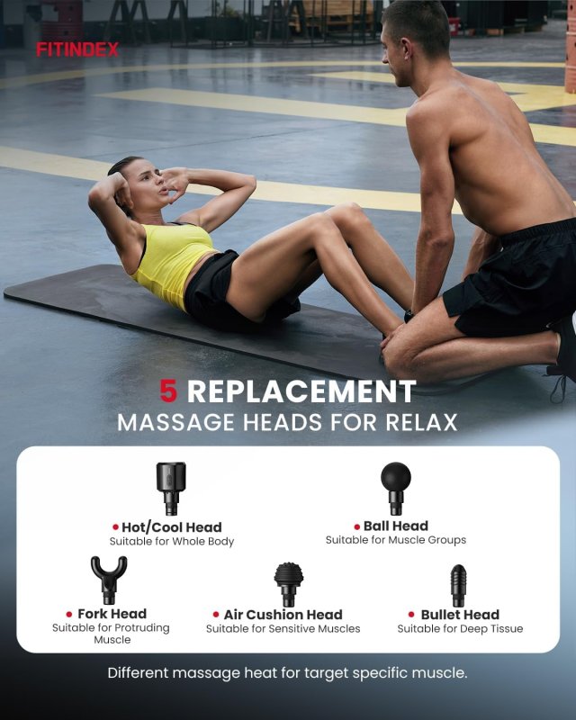 FITINDEX HEAT & COLD MASSAGE GUN - DEEP TISSUE BACK MASSAGER FOR MUSCLE PAIN RELIEF, LED DISPLAY