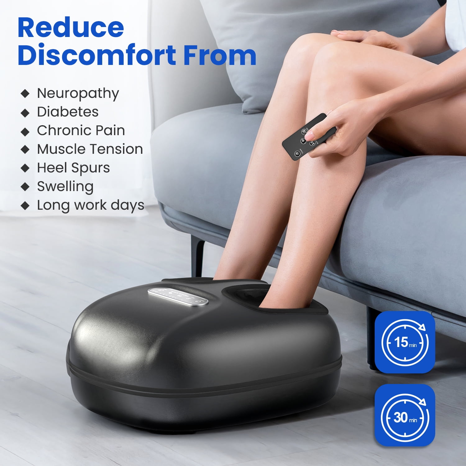 RENPHO SHIATSU FOOT MASSAGER WITH HEAT | BOOST BLOOD CIRCULATION | FITS UP TO SIZE 11 | BLACK