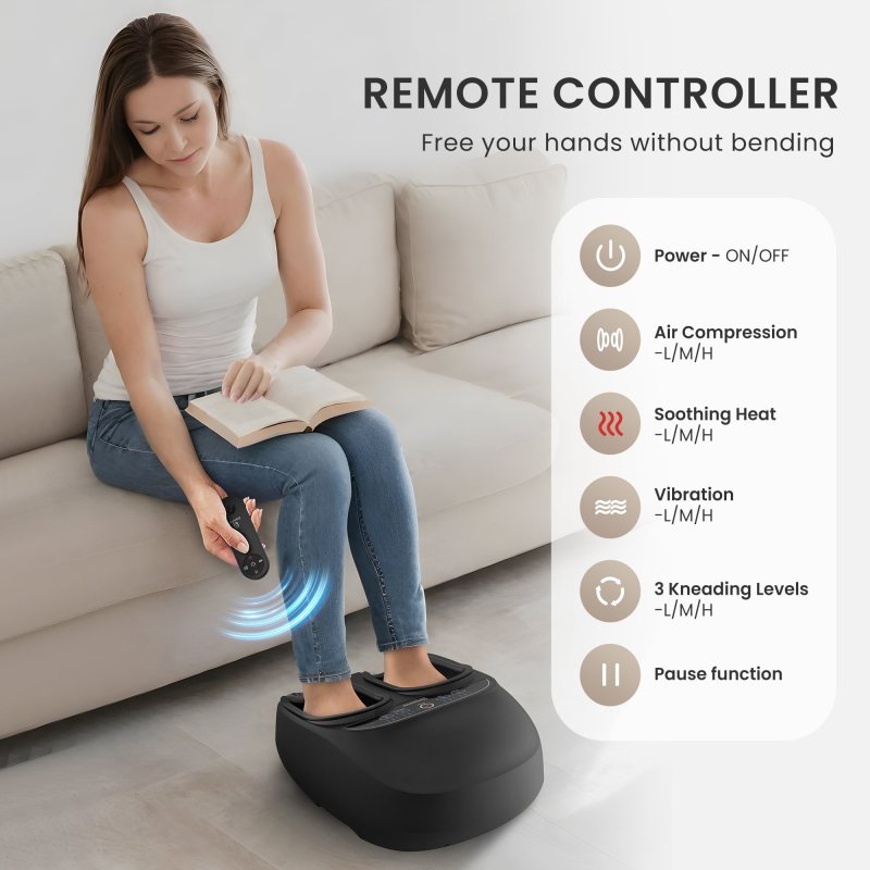 SHIATSU FOOT MASSAGER WITH HEAT FOR IMPROVED CIRCULATION, SIZE 13, BLACK - PERFECT GIFT