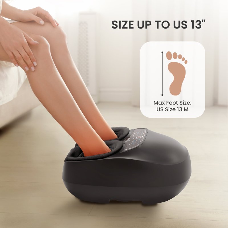 SHIATSU FOOT MASSAGER WITH HEAT FOR IMPROVED CIRCULATION, SIZE 13, BLACK - PERFECT GIFT