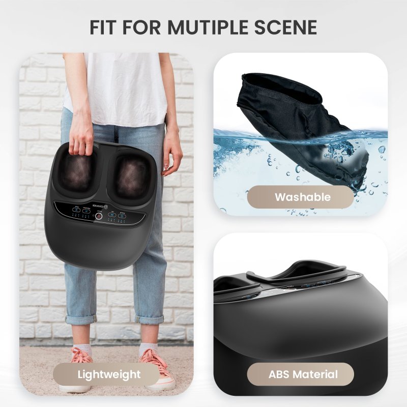 SHIATSU FOOT MASSAGER WITH HEAT FOR IMPROVED CIRCULATION, SIZE 13, BLACK - PERFECT GIFT