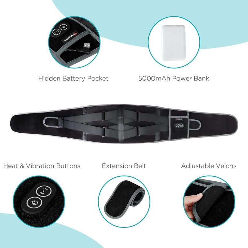 COMFYTEMP WIRELESS HEATING PAD FOR BACK PAIN RELIEF - COMFYTEMP BATTERY-POWERED WAIST BELT WITH MASSAGE