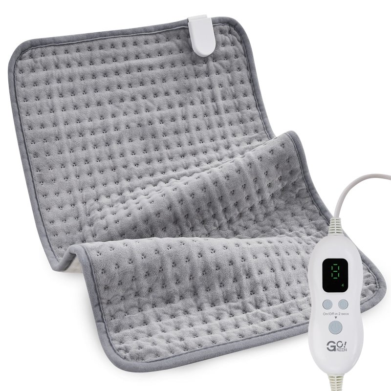 GOGREEN ELECTRIC HEATING PAD FOR FULL BODY RELIEF, GRAY, XL 16''×24