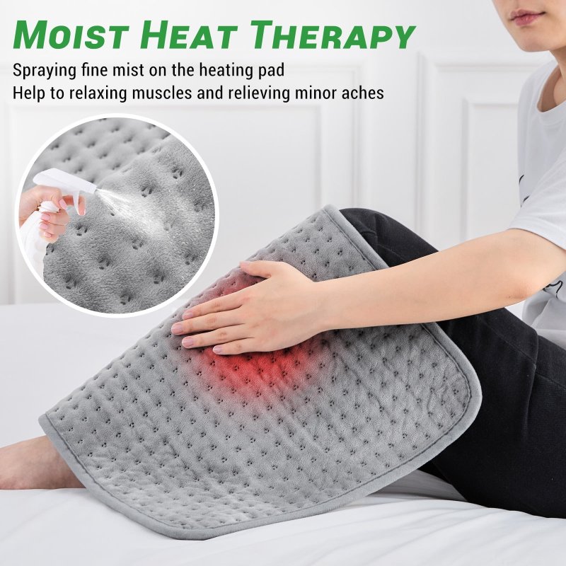 GOGREEN ELECTRIC HEATING PAD FOR FULL BODY RELIEF, GRAY, XL 16''×24