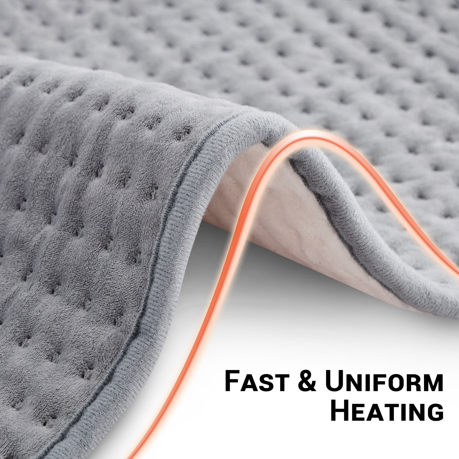 GOGREEN ELECTRIC HEATING PAD FOR FULL BODY RELIEF, GRAY, XL 16''×24