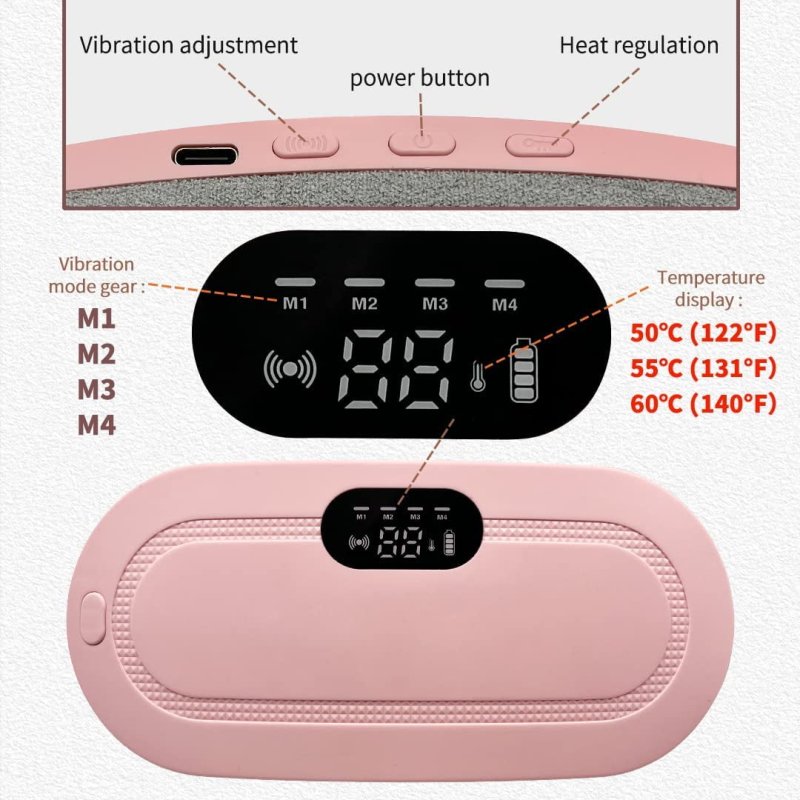 CORDLESS PINK HEATING PAD FOR MENSTRUAL CRAMPS RELIEF - STOMACH AND BACK PAIN
