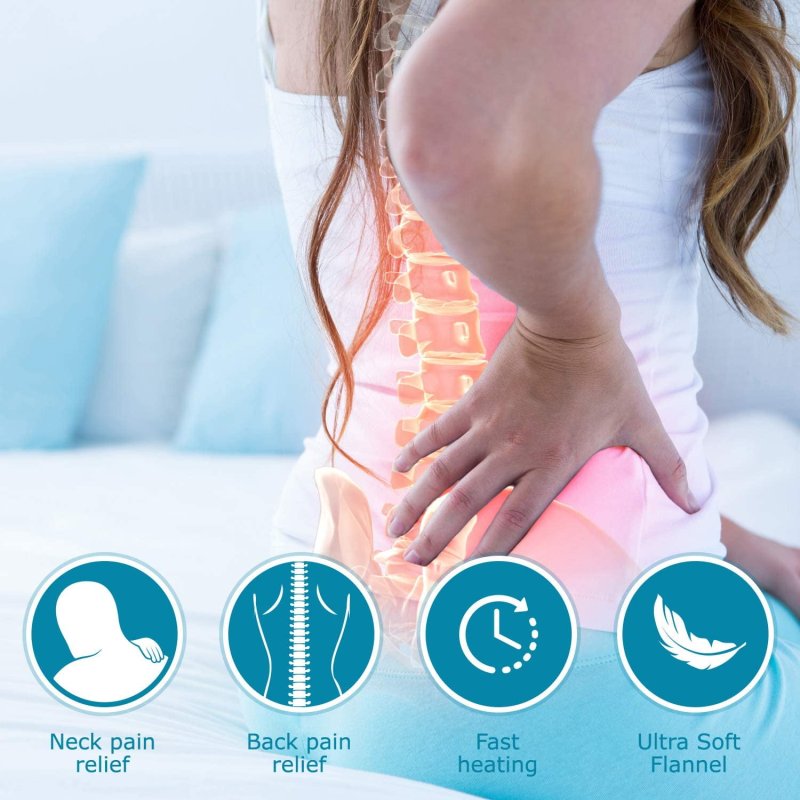 SUNAID FAST HEATING FULL BACK HEATING PAD FOR PAIN RELIEF - AUTO SHUT OFF, DRY/MOIST OPTION (12"X24")