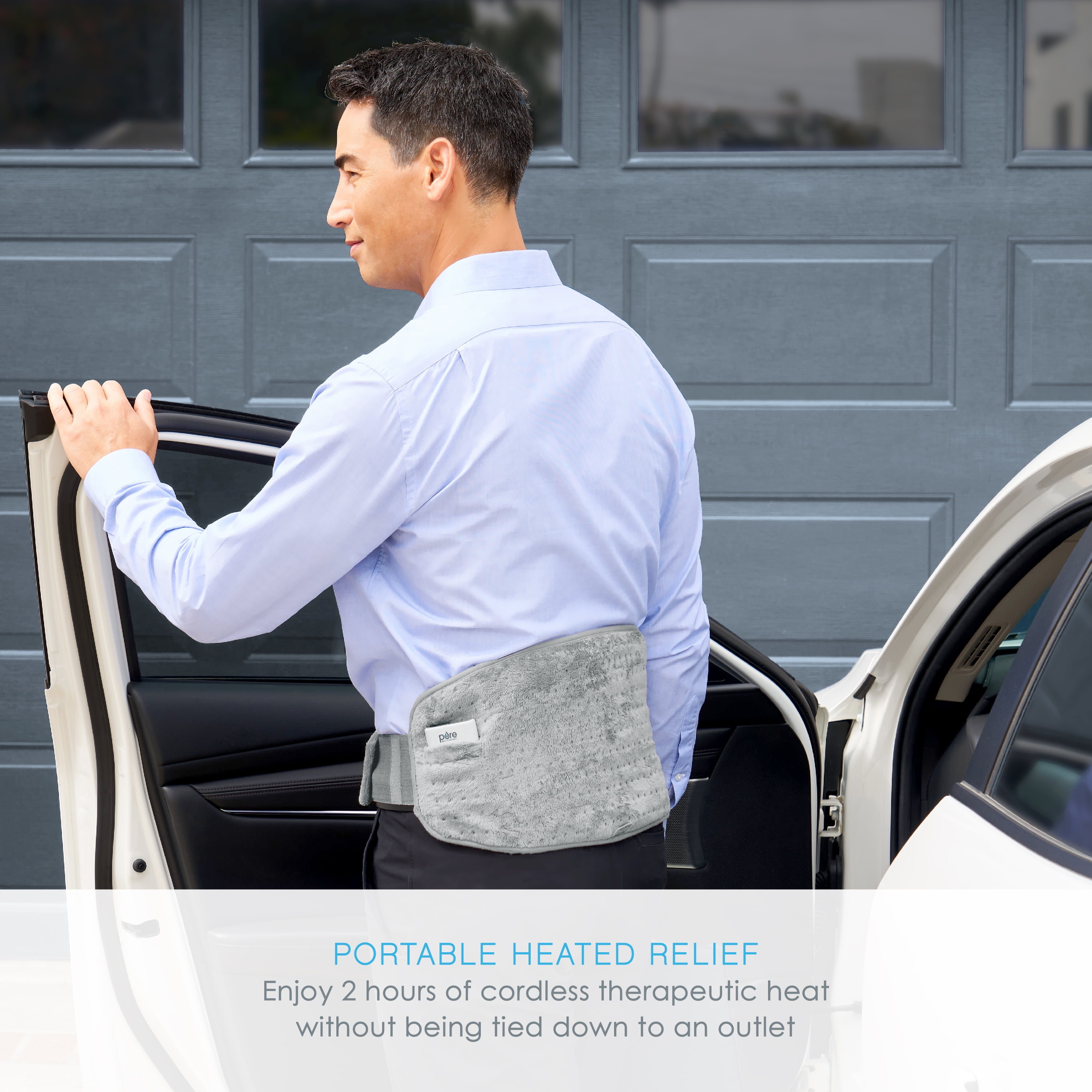 CORDLESS LUMBAR & ABDOMINAL HEATING WRAP - 4 HEAT SETTINGS, PORTABLE USE, GEL PACK, MICROMINK, UNIVERSAL FIT