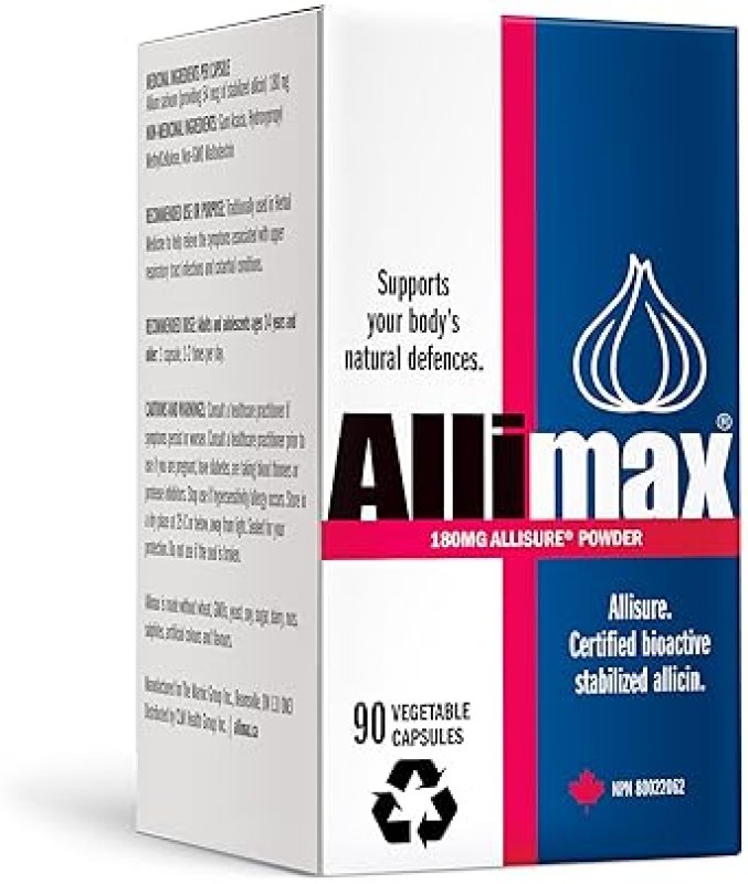 ALLIMAX 180MG ALLICIN GARLIC CAPSULES - IMMUNE SUPPORT SUPPLEMENT - EXTRACTED FROM SPANISH GARLIC