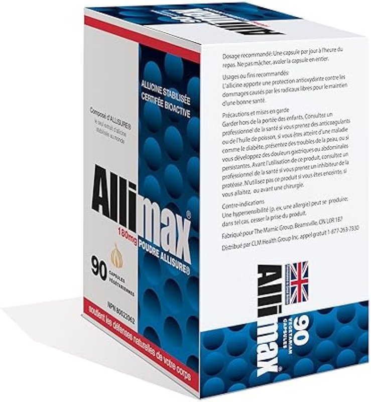 ALLIMAX 180MG ALLICIN GARLIC CAPSULES - IMMUNE SUPPORT SUPPLEMENT - EXTRACTED FROM SPANISH GARLIC