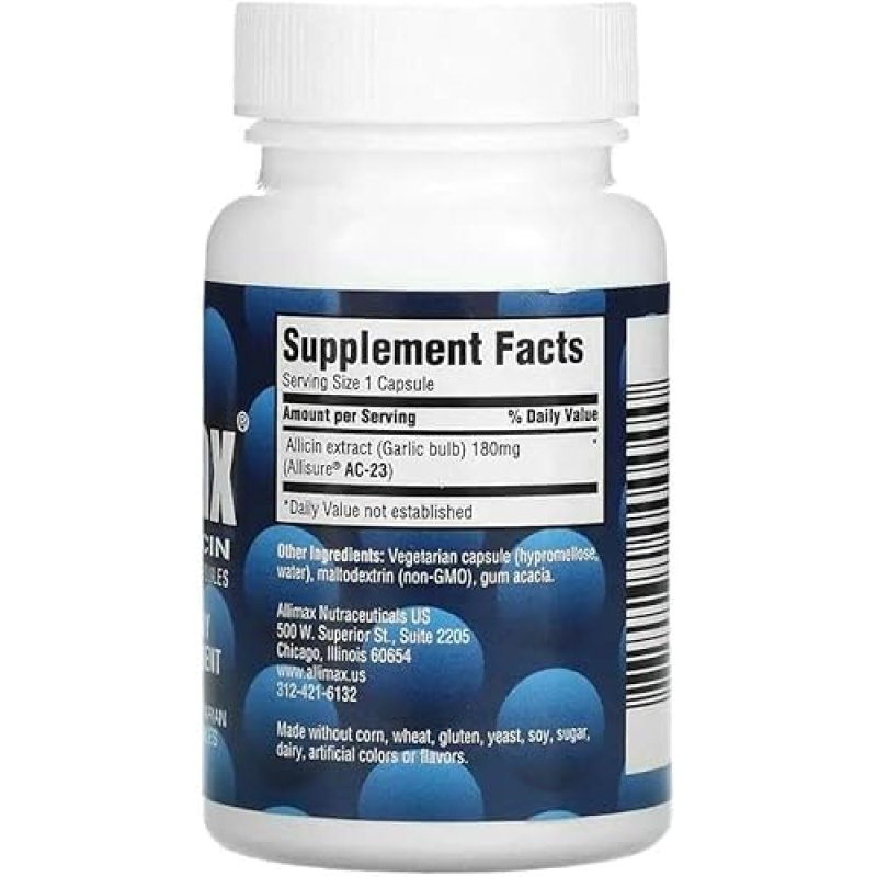 ALLIMAX ALLICIN CAPSULES, 30 COUNT - STABILIZED FORMULA