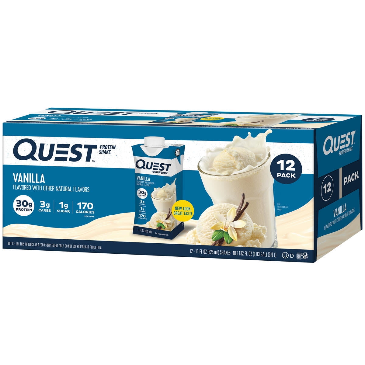 QUEST NUTRITION VANILLA PROTEIN SHAKE, 30G PROTEIN, 12-PACK