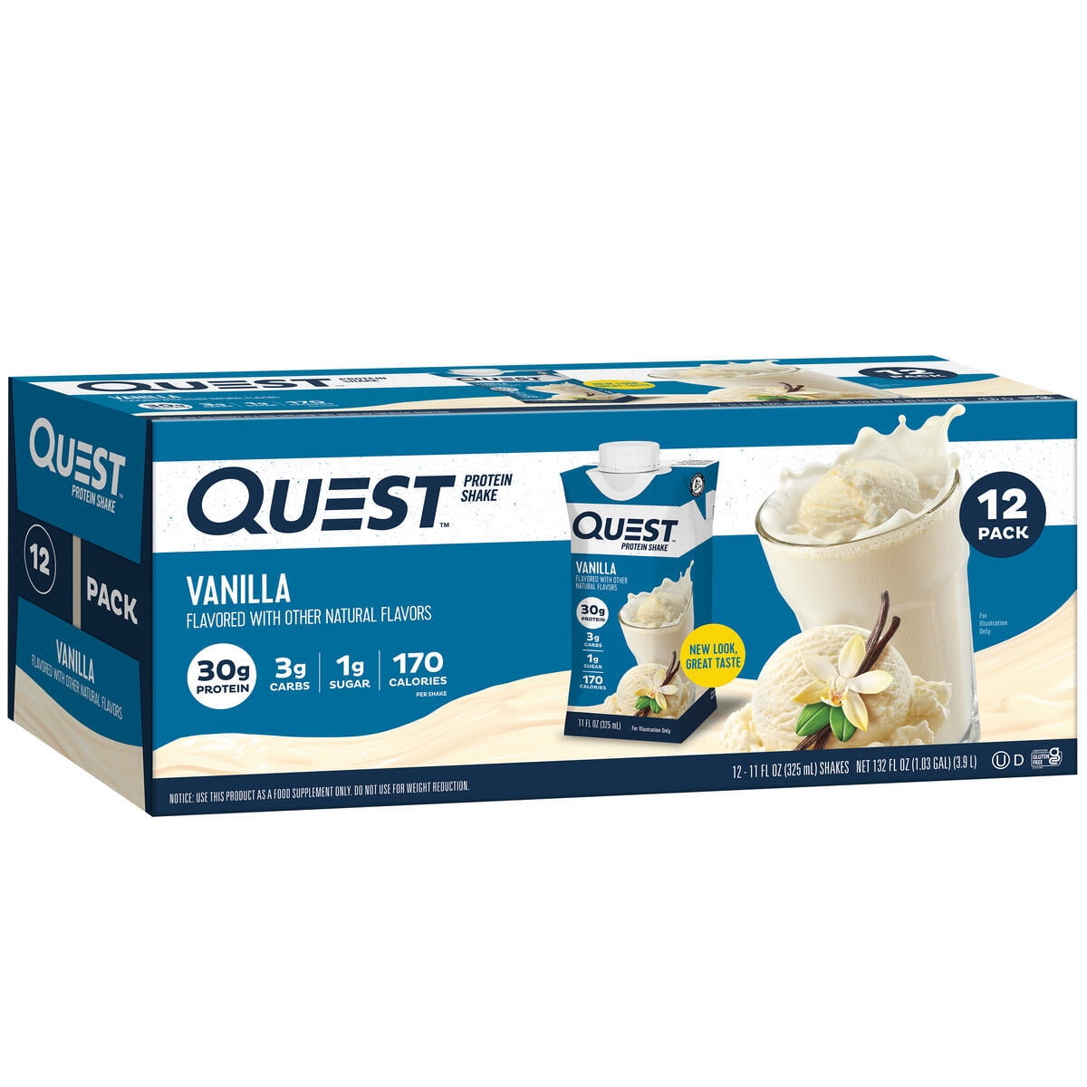 QUEST NUTRITION VANILLA PROTEIN SHAKE, 30G PROTEIN, 12-PACK