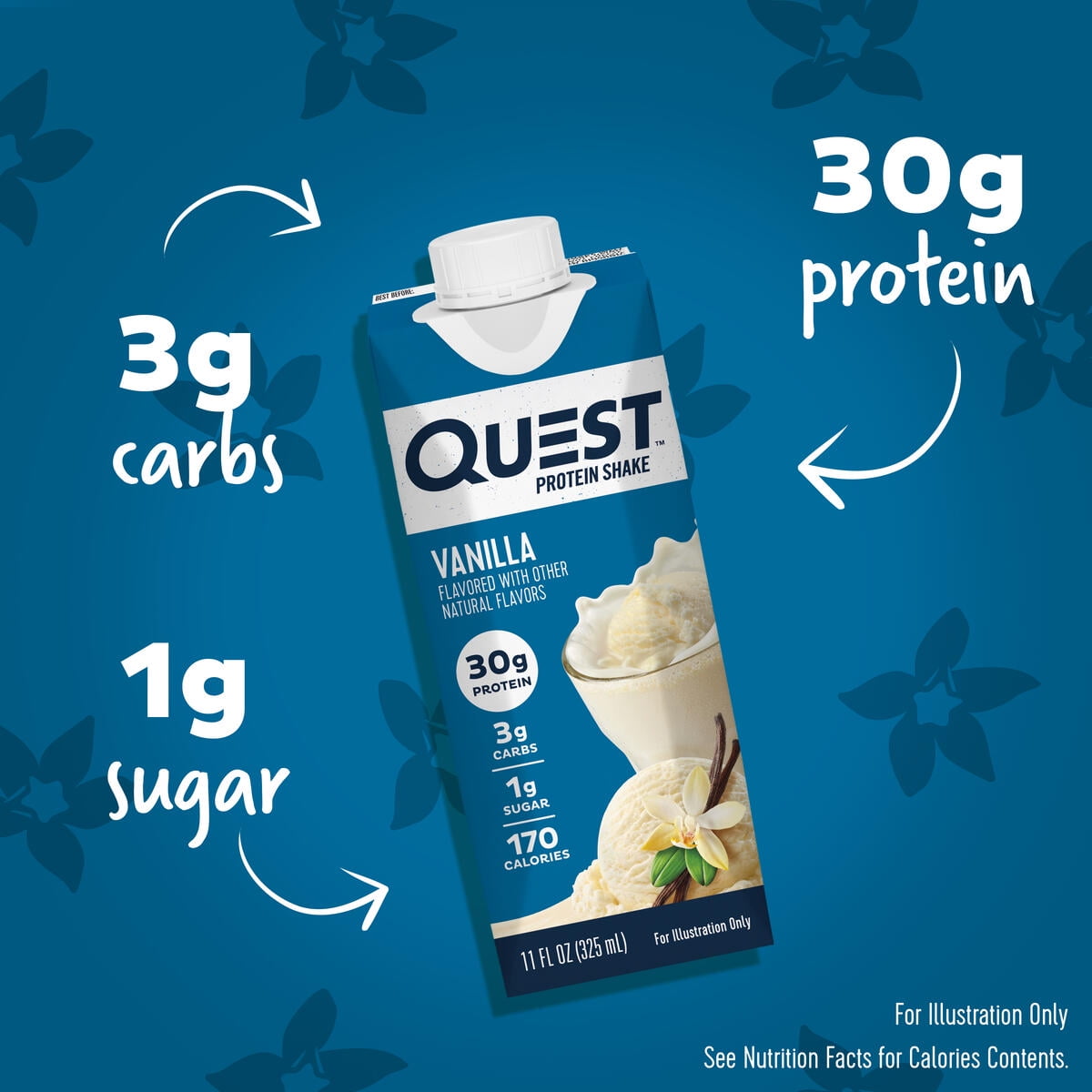 QUEST NUTRITION VANILLA PROTEIN SHAKE, 30G PROTEIN, 12-PACK