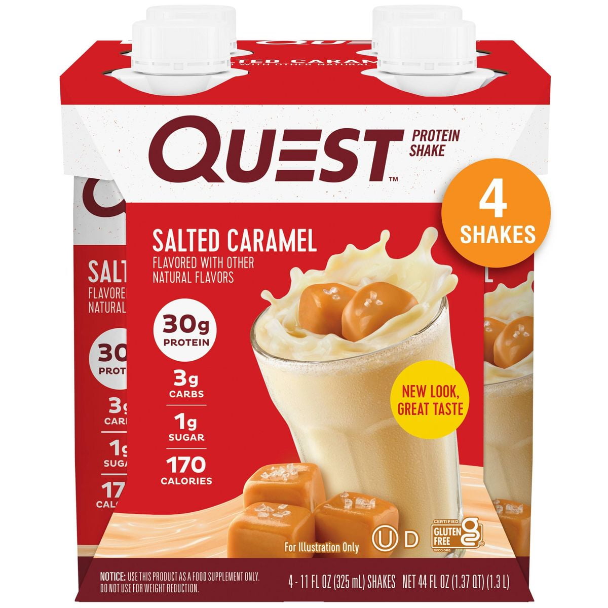 QUEST NUTRITION SALTED CARAMEL PROTEIN SHAKE 44 FL OZ/4CT - 2X PACK