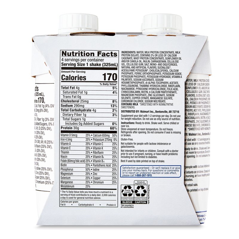 EQUATE MAX PROTEIN VANILLA NUTRITION SHAKE, 11 FL OZ, 4-PACK