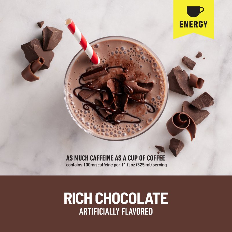 SLIMFAST HIGH PROTEIN SHAKE, RICH CHOCOLATE, 11 FL OZ BOTTLE, 8 PACK - ENERGY BOOST