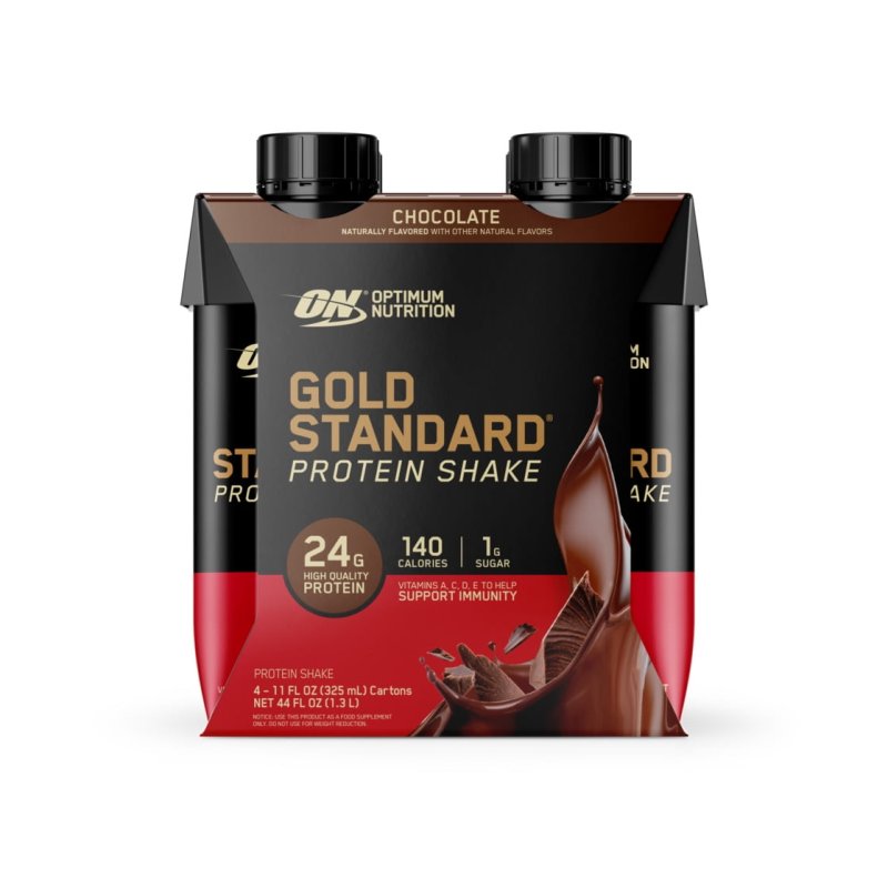 OPTIMUM NUTRITION CHOCOLATE PROTEIN SHAKE, 24G PROTEIN, READY-TO-DRINK PROTEIN BEVERAGES11 FL OZ, PACK OF 4'