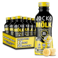 JOCKO MOLK GRASS FED PROTEIN SHAKES - BANANA CREAM, 30G, READY TO DRINK - 12 FL OZ X 12 PACK