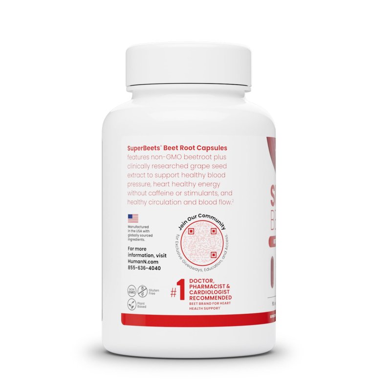 HUMANN SUPERBEETS BEET ROOT CAPSULES - PROMOTE HEALTHY BLOOD PRESSURE - 90 CAPS